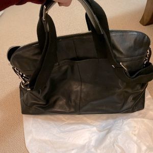 Black leather Coach duffle